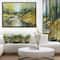 Designart - Creek in the Forest Oil Painting - Landscape Painting Canvas Print in Black Frame